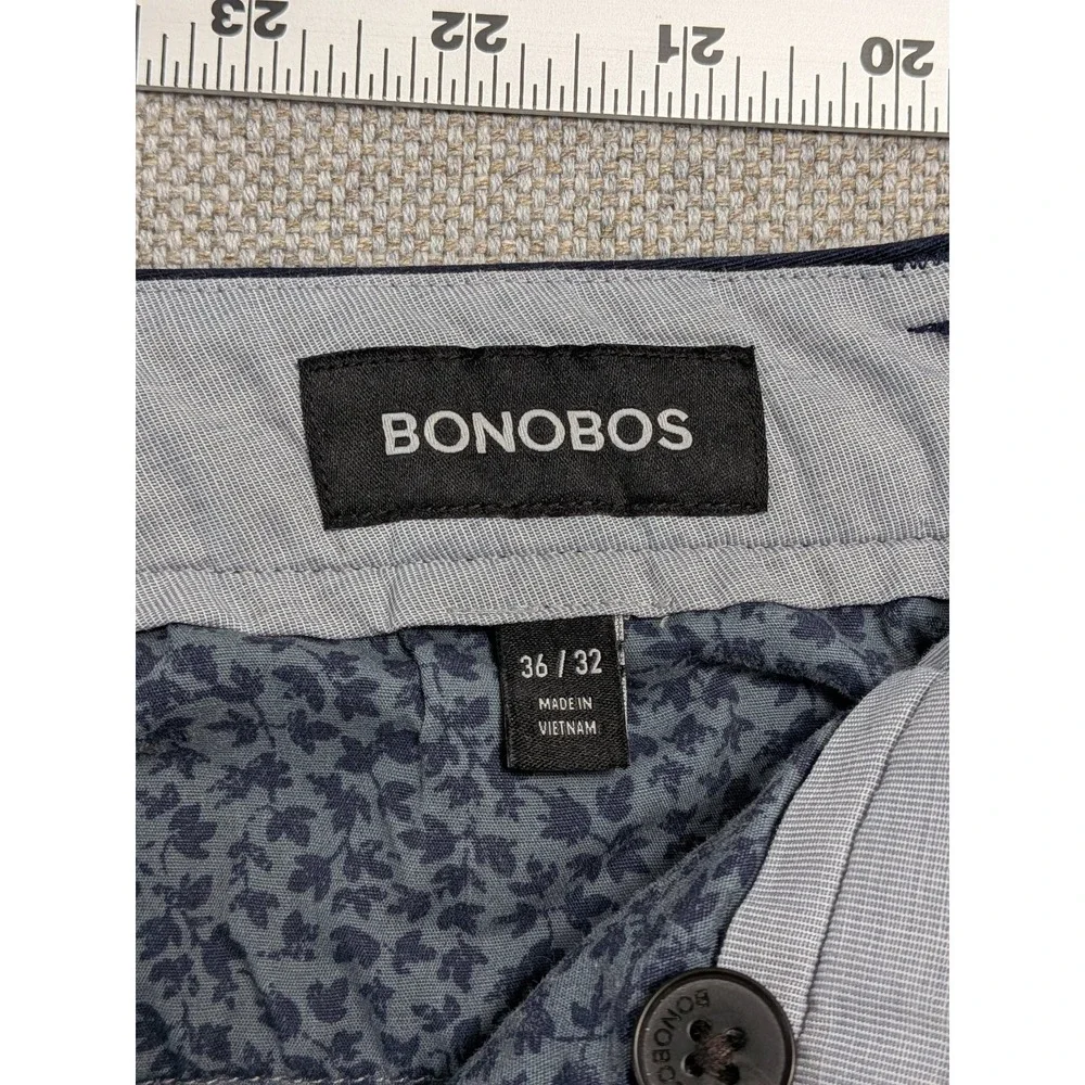 BONOBOS Pants Men's Navy Blue 36x32 Tailored Fit Cotton Stretch Chinos Office